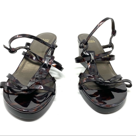 Stuart Weitzman Tortoise patent leather wedge sandals - Picture 7 of 11